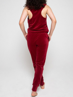 Женский комбинезон из трикотажного бархатного велюра (Размер: M) (Цвет: бордовый)