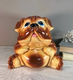 Копилка из гипса «Шарпей» 18см (коричневый)