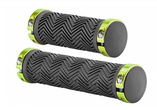Грипсы XH-G125BL 90 и 130 мм чёрные, зеленые кольца, в инд. упаковке, арт. 150227 (10216170/010821/0228802, Китай)