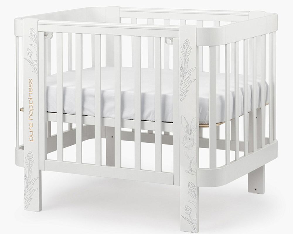 Детская кроватка-трансформер Happy baby Mommy Love в комплекте с расширением 160х70 white