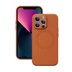 Чехол коричневого цвета с поддержкой MagSafe для смартфона iPhone 13 Pro, текстура кожи, внутренняя подкладка из микрофибры