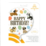 Фольгированный шар «Happy Birthday. Собачки в колпочках», 43 см/ 71 см