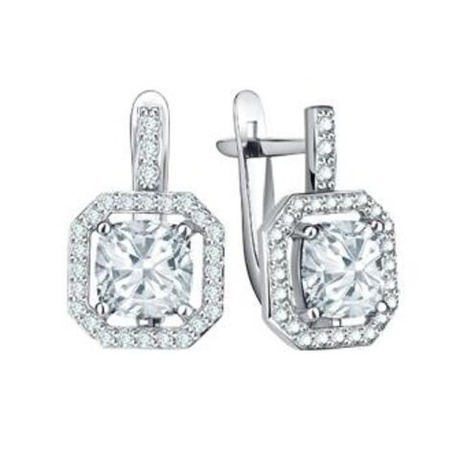 Серьги из серебра с фианитами