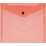 Папка-конверт А5+ на кнопке 150мкм, пластик, прозрач. красная (Стамм)