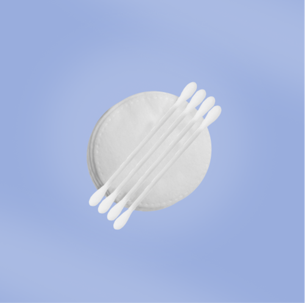 Косметический набор (2000 шт.): ватные диски 3 шт., ватные палочки 3 шт. в прозрачной упаковке