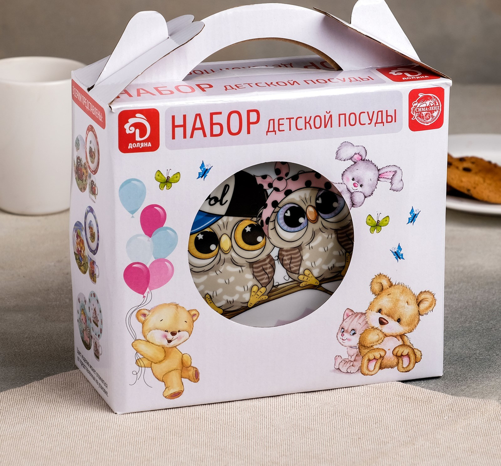 4311500 Набор детской посуды «Совы тинейджеры», 3 предмета: кружка 250 мл, миска 400 мл, тарелк