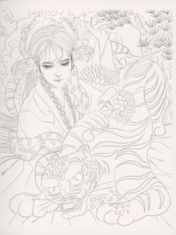 Folk tales and girls. Coloring book