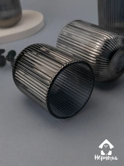 Набор ребристых стаканов для виски, 270 мл. 6 шт. Черные