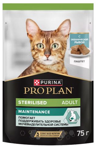 Pro Plan пауч для стерилизованных кошек паштет (океаническая рыба) 75г
