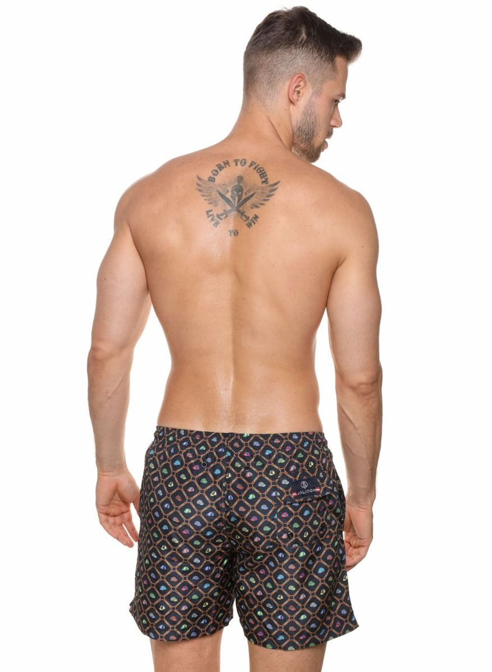 Мужские пляжные шорты с принтом в виде кепок (Размер: XL) (Цвет: темно-синий)