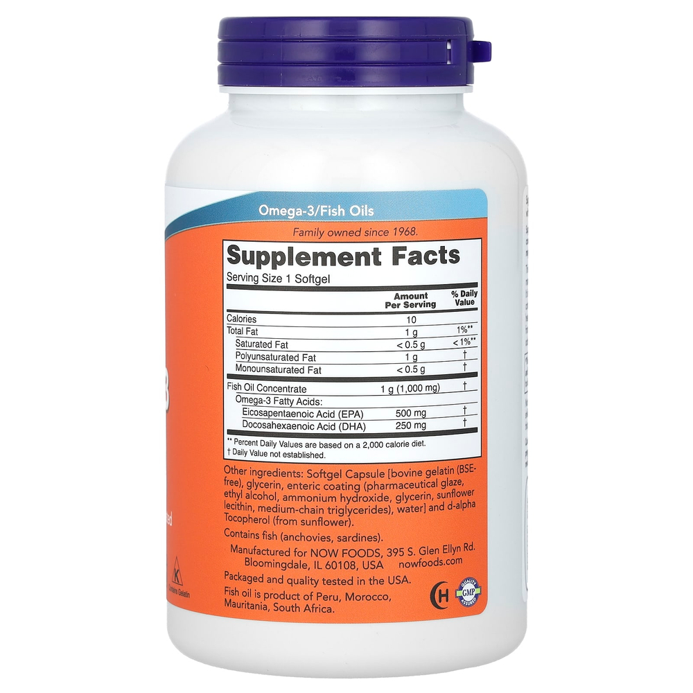 NOW Foods, Ultra Omega-3, рыбий жир с омега-3, 180 капсул