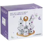 Набор для специй керамика, бамбук, 20 см, 4 шт, на подставке, бел, Y4-3607