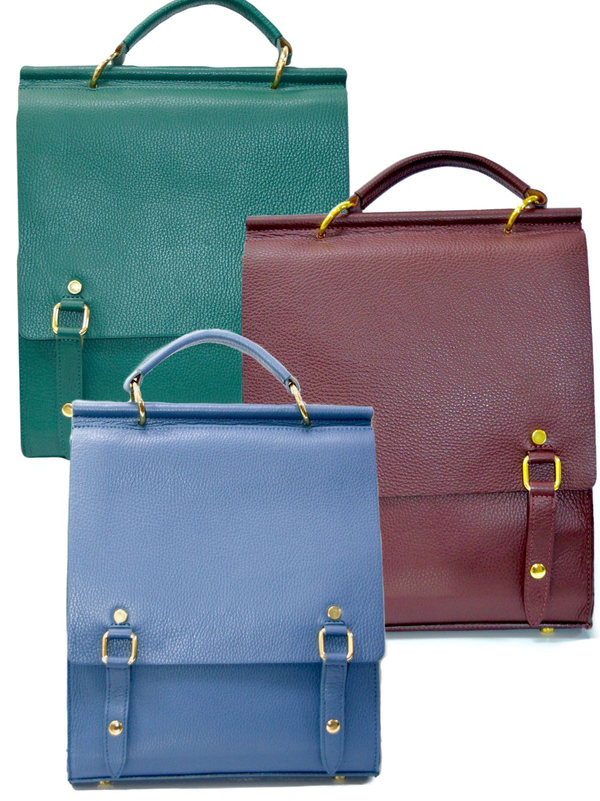 Сумка-ранец из натуральной кожи ,среднего размера ,производство Италия