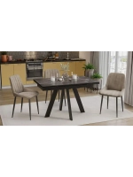 Стол кухонный Черный муар серый мрамор 120(180)х80х77 см