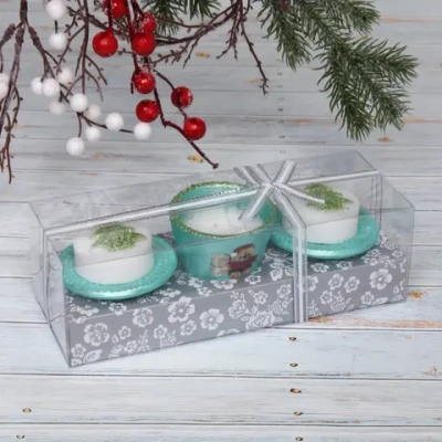 Свечи новогодние «Новогодние узоры» 22x8.3x7 см, зелёный