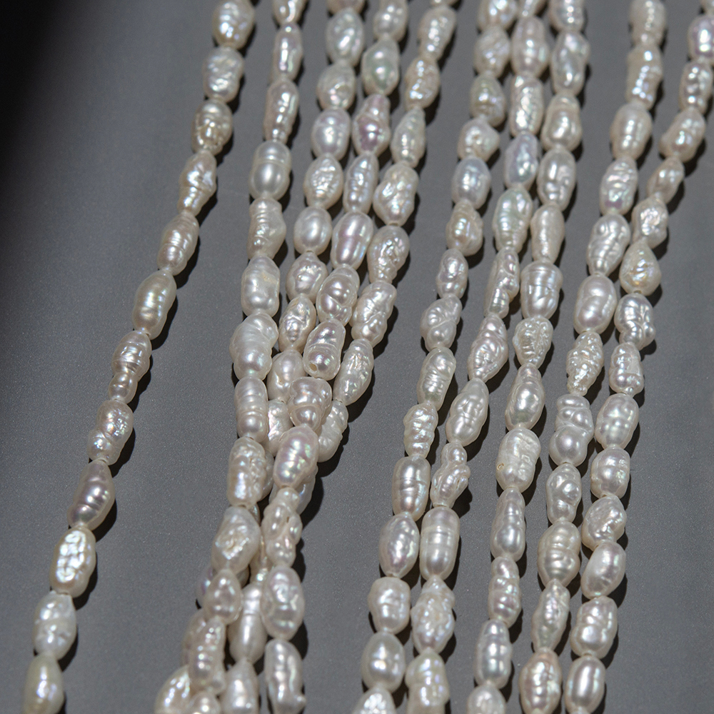 Жемчуг культивированный Кеши, белый, 3,5*6-7мм