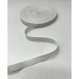 Киперная лента 100% хлопок 10 мм белая с серебрянной нитью 080
