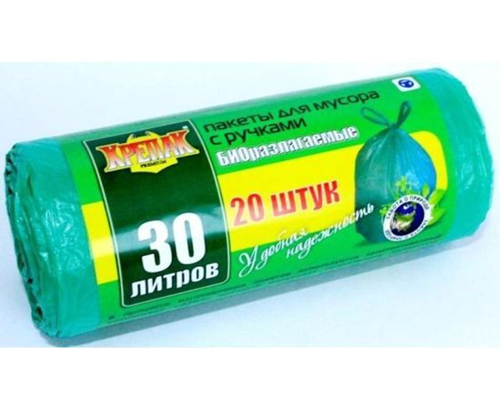 Мешки для мусора "Крепак" рулон с ручками 60 л 20 шт ПНД 11мкм