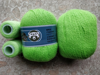 Зеленый неон, арт. 39, пух норки синяя этикетка