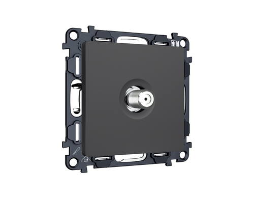 MA913050 Комплект механизм TV розетки SAT 5-2400MHz 3.5dB ALFA Графит мягкое касание QUANT (AP9130, VM215)