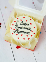 Бенто торт для мамы «с днём рождения, мамочка» с сердечками