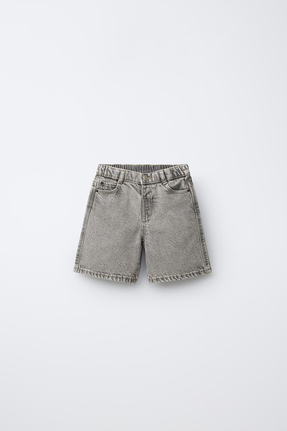 ZARA ДЖИНСОВЫЕ ШОРТЫ ACID WASH, СЕРЫЙ