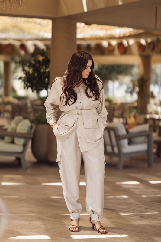 Брюки с накладными карманами, золотой