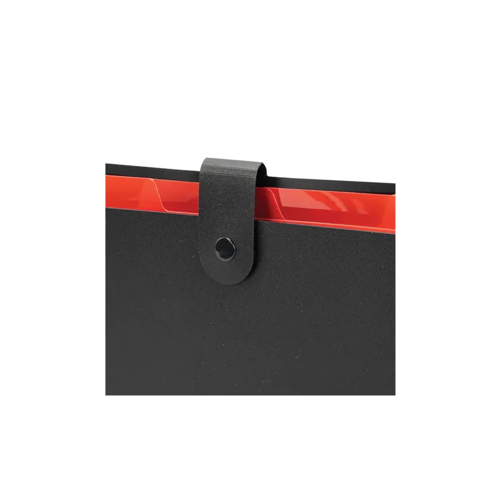 Папка на кнопке А-4 5 отделений, BRAUBERG "Extra", черная с красным, 274095