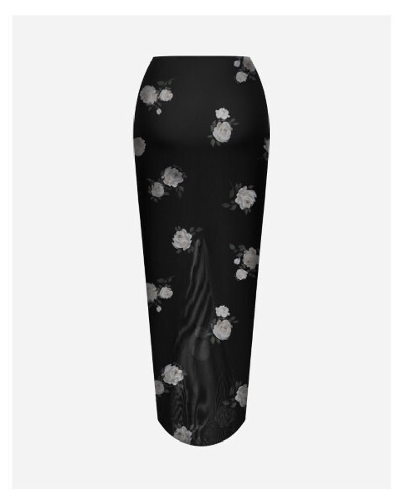 Amalia, юбка миди из черной сетки с цветочным принтом