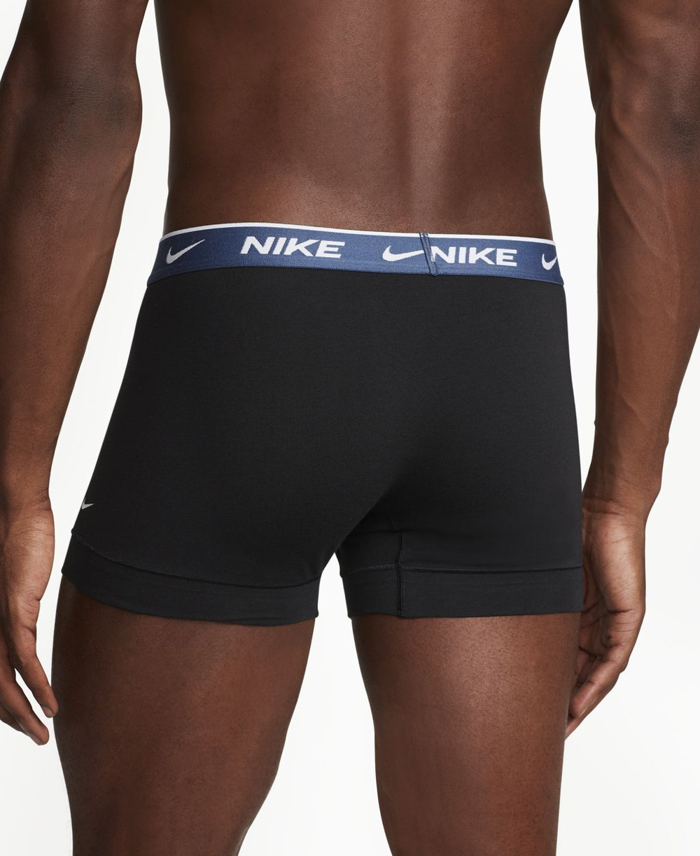Мужские боксеры спортивные Nike Everyday Cotton Stretch Trunk 3P - black/mystic navy/malac