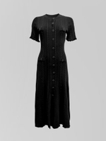 Платье 80659 трикотажное удлиненное на пуговицах и коротким рукавом