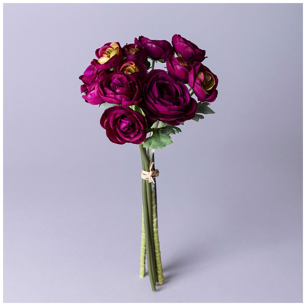 БУКЕТ ИСКУССТВЕННЫХ ЦВЕТОВ "РАНУНКУЛЮС" ВЫСОТА= 28СМ (МАЛ=12ШТ./КОР=72ШТ.)