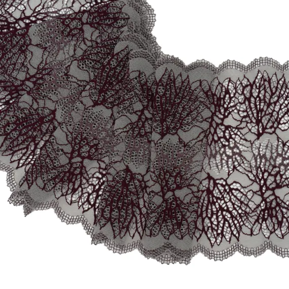 Кружево эластичное серое темное 22 см, Китай