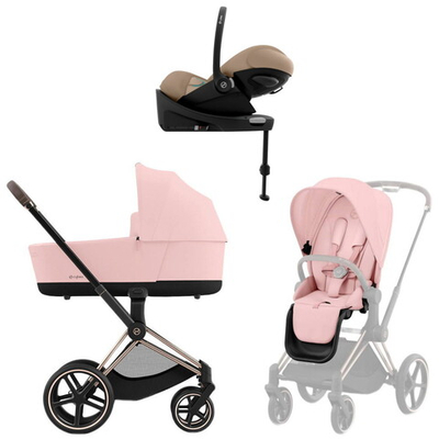 Коляска Cybex Priam IV Rosegold complete Cloud G Almond Beige Plus Base G 3 в 1 Peach Pink