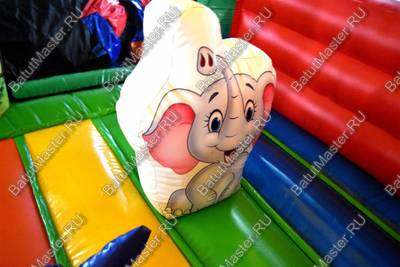 Надувной батут "Страна Сафария" с крышей и высокими горками 11*7*6 м