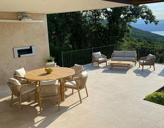 Комплект уличной мебели Ravona из массива акации, 2-местный диван, 2 кресла, столик