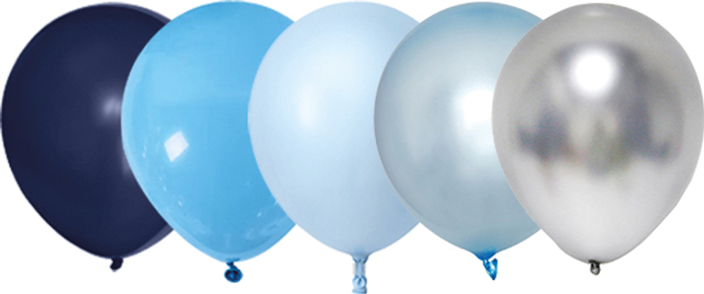 Гирлянда из воздушных шаров, Набор №15, Голубой микс/Серебро, Хром, 45 шт Шаринг