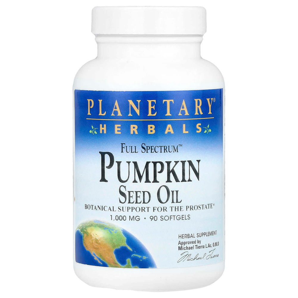 Planetary Herbals, масло семян тыквы Full Spectrum™, 90 капсул (500 мг в 1 капсуле)