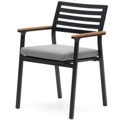 Bona Уличный стул из алюминия в черной отделке и массива тикового дерева