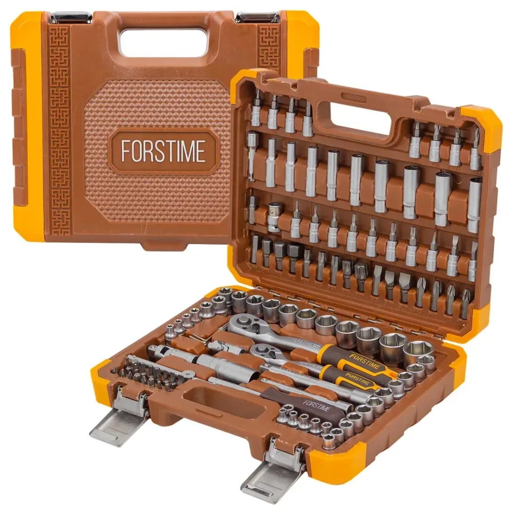 Набор инструментов в пластиковом кейсе (108 предметов) 1/4''.3/8'' FORSTIME FT-41082-5DS-м