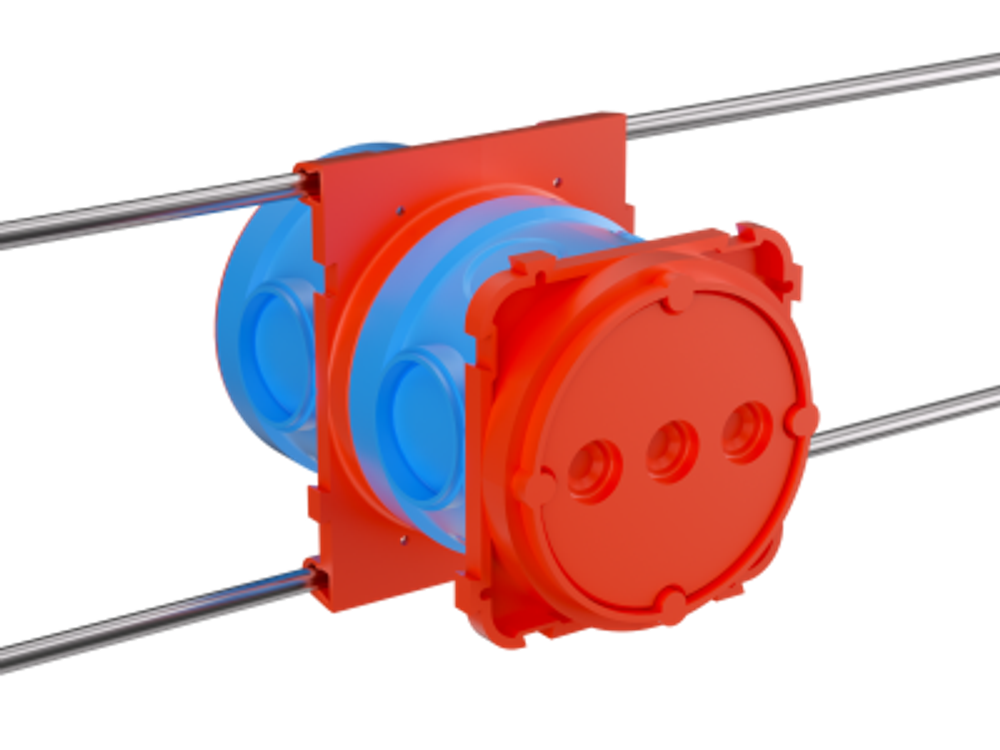 Универсальная установочная коробка для заливки в бетон, 90х71х110мм