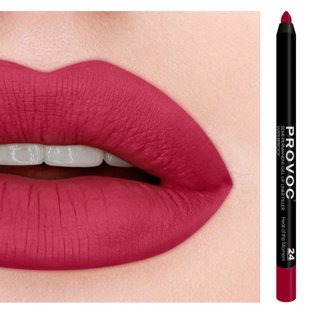 Provoc Подводка для губ Gel Lip Liner, в карандаше, гелевая, тон №024, Темно-красный