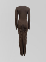 Платье by Gor длинное облегающее с драпировкой и разрезом спереди