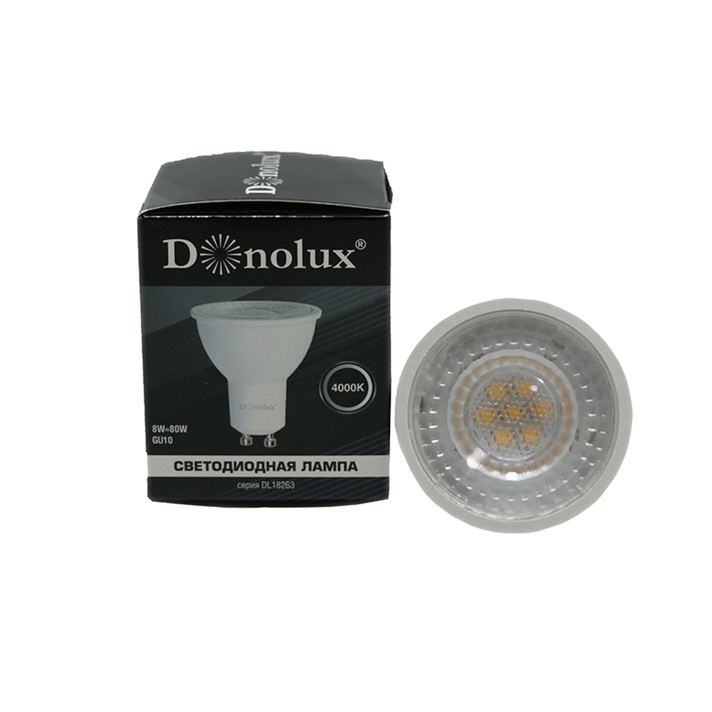 Donolux Светодиодная лампа 8Вт,  MR16,  220В,  GU10,  4000K, 790Лм,  Ra85,  60°,  H56 D50 Серия: DL18263