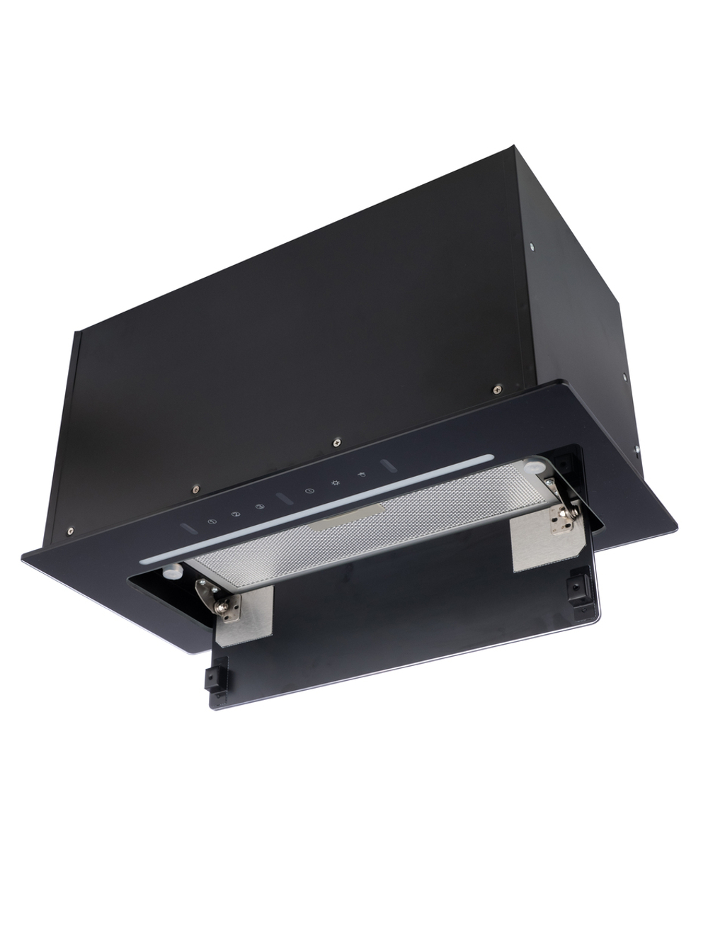 Вытяжка кухонная MACBI Ledy-60GT (BLACK) черный, D150мм,1200м3/ч, полновстраиваемая, мотор 230Ватт, стекло 60см, управл. сенсорное + управл. жестами