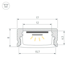 Профиль LINE-1708-2000 ANOD OLIVE GREY (Arlight, Алюминий) 038439