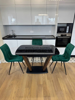 Кухонный раскладной стол "Прадо" черный мрамор и 4 стула ГУЧИ