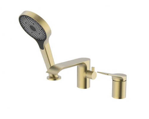 343532-S Смеситель на борт ванны водопад (МАТ. ЗОЛОТО) (3 отв.) ViEiR (8/1шт)