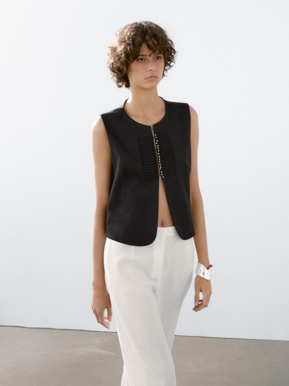 Massimo Dutti Костюмные брюки из 100% льна, белый