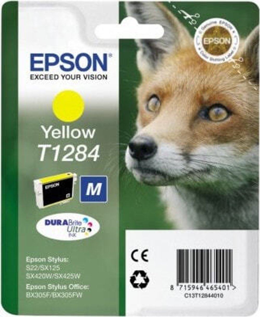 Epson Fox Singlepack Yellow T1284 DURABrite Ultra Ink C13T12844010